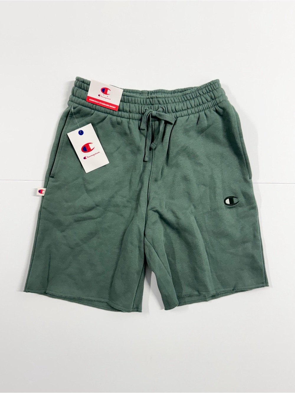 Champion Men's Olive Green Fleece Drawstring Shorts